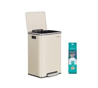 Kitchen bin with soft close lid and removable inner bucket, Cream