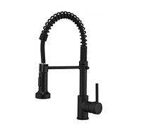 Kitchen Black, Commercial Solid Brass Single Handle with Pull Down Sprayer, Spring Sink Faucet, Hot Cold Water Mixer Tap