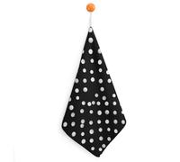 Kitchen Black White Polka Dots Hand Towels with Hanging Loops, Highly Absorbent & Quick Drying Towels for Kitchen Bathroom, Microfiber Cleaning Cloth, Dish Towel, Tea Towel Decorative, Dish Rag(12x12)
