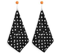 Kitchen Black White Polka Dots Hand Towels with Hanging Loops, Highly Absorbent & Quick Drying Towels for Kitchen Bathroom, Microfiber Cleaning Cloth, Dish Towel, Tea Towel Decorative, Dish Rag(12x12)