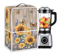 Kitchen Blender Dust Cover with 2 Pockets, Dustproof Cover Compatible with Ninja Foodi, fit Most Countertop Blenders with Handle (Sunflower 6)