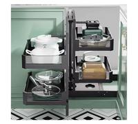 Kitchen Blind Corner Cabinet Organizer, 2-Tier Carbon Steel Pull-Out with Height-Adjustable Baskets and Silent Full-Extension Slides for Left or Right Opening