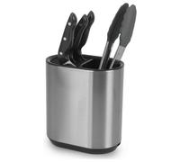 Top 3 Kitchen Utensil Holder and Knife Block - Stainless Steel Cutlery Holder and Organiser Storage - Simple Drainage System - Non-Slip Cutlery Organiser - for Spoons, Forks, Knives, Ladles
