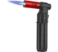 Kitchen Blow Torch Butane Torch Lighter Big Jet Flame Refillable Portable Butane Torch Adjustable Mini Blow Torch for Camping Grill Baking Culinary Soldering Cooking Welding BBQ (NO Gas) (red)