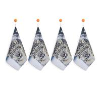 Kitchen Blue Eyed Snow Leopard Hand Towels with Hanging Loops, Highly Absorbent & Quick Drying Towels for Kitchen Bathroom, Microfiber Cleaning Cloth, Dish Towel, Tea Towel Decorative, Dish Rag(12x12)