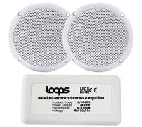 Loops Kitchen Bluetooth Ceiling Speaker Kit Wireless Amp & 2x 80W Moisture Resistant Loops Multicolor