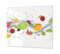 Kitchen Board & Induction Cooktop Cover - Glass Pastry Board; Measures: Single: 23,62” x 20,47”; Double: 2X 11,81” x 20,47”; D07 Fruits and Vegetables: Fruits 14