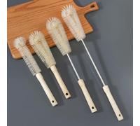 Kitchen Bottle Cleaning Tool with Wood Handle and Strong Nylon Bristles for Use on Sports Bottles, Baby Bottles, Glass Jugs, and Thermoses (Mid-length section 40cm)