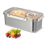 Kitchen Bread Bin Timing Bread Box with Airtight Lid Stainless Steel Countertop Storage Basket Loaf Keeper Fresh Food Storage Containers Cereal,Cookie,Fruit,Vegetable, Pastries Holder Box Organisation