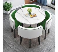 Kitchen Breakfast Bar Table And Chair Set, Dining Round Table Soft Backrest Seat Modern Style Furniture Coffee Kitchen, Space-Saving Furniture Office Conference Tables ( Color : Green and white )
