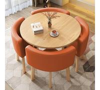 Kitchen Breakfast Bar Table and Chair Set for 4 Round Dining Table with Chairs Small Conference Room Furniture Simple Office Table Set Space-Saving Design