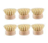 Kitchen Brushes, 6Pcs Dish Brush Replacement Head, 2x2" Sisal Dish Scrub Brush Replacement Head, Wooden Round Cleaning for Pot, Pan, Tray