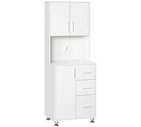 HOMCOM Modern Kitchen Cupboard Storage Organiser Microwave Cabinet White, White