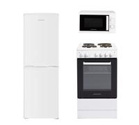 Kitchen Bundle - 20L Microwave, 142L 50/50 Fridge Freezer & 50cm Single Electric Cooker - White