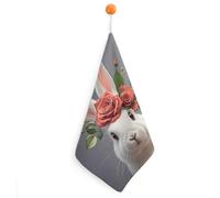 Kitchen Bunny with Rose Hand Towels with Hanging Loops, Highly Absorbent & Quick Drying Towels for Kitchen Bathroom, Microfiber Cleaning Cloth, Dish Towel, Tea Towel Decorative, Dish Rag(12x12)