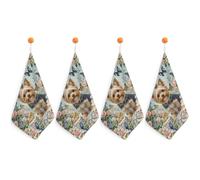 Kitchen Butterflies with Dog Hand Towels with Hanging Loops, Highly Absorbent & Quick Drying Towels for Kitchen Bathroom, Microfiber Cleaning Cloth, Dish Towel, Tea Towel Decorative, Dish Rag(12x12)