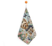 Kitchen Butterflies with Dog Hand Towels with Hanging Loops, Highly Absorbent & Quick Drying Towels for Kitchen Bathroom, Microfiber Cleaning Cloth, Dish Towel, Tea Towel Decorative, Dish Rag(12x12)