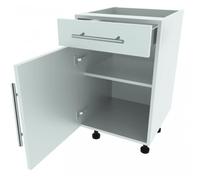 Kitchen Cabinet - 720mm High 500mm Wide - Drawer Line Single Base Unit - Soft-Close Drawer - White Gloss - Flat Pack