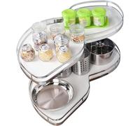 Kitchen Cabinet Expandable Corner Shelf Revolving Storage Rack Cabinet Corner Pull Out Shelf Revolving Storage Rack Blind Corner，2 Tier Blind Corner Cabinet Tray, Adjustable Height Strong Lo