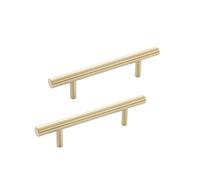 Kitchen Cabinet Handles Gold, 2 pack Furniture Handles Brass Cabinet Pulls Solid Brass | Overall Length: 50 - 1000 mm Cupboard Handles for Kitchen Wardrobe Dresser Bedroom Hole Spacing 224mm/8.8in
