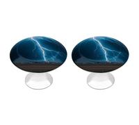 Kitchen Cabinet Knobs 2 Pack 1.1 Inch Drawer Knobs with Screws Single Hole Lightning Strikes, Thunderstorms Dresser Handles Stainless Steel Hardware for Bathroom Cupboard Furniture Closet Wardrobe Doo
