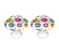 Kitchen Cabinet Knobs 2 Pack 1.1 Inch Drawer Knobs with Screws Single Hole Pastel Color Smiley Face Dresser Handles Stainless Steel Hardware for Bathroom Cupboard Furniture Closet Wardrobe Door