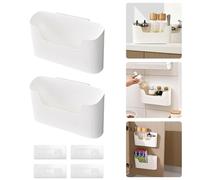 Kitchen Cabinet Organiser, 2PCS Wall Mounted Storage Box - Self-Adhesive, No Drilling Required for Kitchen Cabinet, Bathroom, Fridge - 23.4 x 10.8 x 6.8 cm White