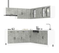 Kitchen cabinet set 11-piece Concrete Grey Engineered Wood Various Cabinets 80cm