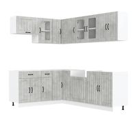 vidaXL 11 Piece Kitchen Cabinet Set Lucca Black Engineered Wood, Black