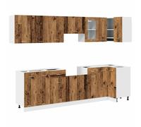vidaXL 11 Piece Kitchen Cabinet Set Lyon Old Wood Engineered Wood - Brown, Brown