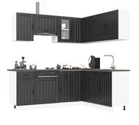 Kitchen Cabinet Set 11pc Black Engineered Wood & Glass Lucca 80x46x81.5cm Wall
