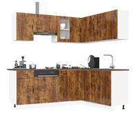 Kitchen cabinet set 11pc Smoked oak 80x46x81.5cm Modern Engineered wood & glass