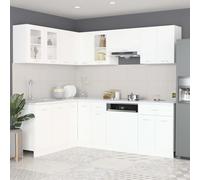 Kitchen cabinet set 11pc White Engineered Wood 29.5x31x60cm Wall-mount glass set
