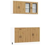 (artisan oak) vidaXL Kitchen Cabinet Set 4 Piece Cupboard Storage Cabinet Engineered Wood