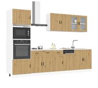 Kitchen cabinet set 7-piece Artisan Oak 7pc Engineered Wood & Glass 80cm Storage