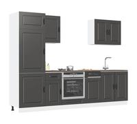 Kitchen cabinet set 7-piece Black Engineered Wood 80x46x207cm Storage Modern UK
