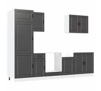 (black) vidaXL 7 Piece Kitchen Cabinet Set Kalmar Old Wood Engineered Wood