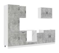 (concrete grey) vidaXL Kitchen Cabinet Set 7 Piece Cupboard Storage Cabinet Engineered Wood