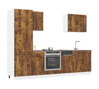Kitchen cabinet set 7-piece Smoked oak engineered wood 60x57x207cm kitchen units