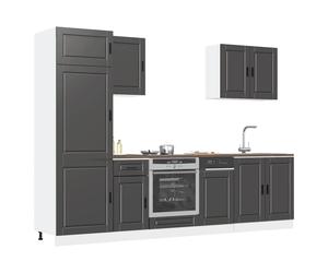Kitchen Cabinet Set 7PC black Engineered Wood Porto 60/80/207cm Storage Unit-XL