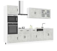 Kitchen cabinet set 7pc concrete grey engineered wood & glass 80x46x81.5cm (7pc)