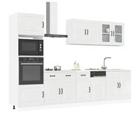 Kitchen Cabinet Set 7pc High Gloss White Engineered Wood & Glass 80cm SinkBase