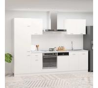 Kitchen cabinet set 7pc White Engineered Wood 60x57x207cm Tall Fridge Unit Pack