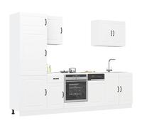 Kitchen cabinet set 7pc white engineered wood 80x46x81.5cm sink base incl ovens