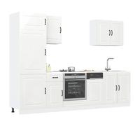 Kitchen Cabinet Set 7pc White High Gloss Engineered Wood 60-80cm Sink Oven Unit