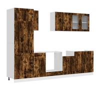 vidaXL 8 Piece Kitchen Cabinet Set Kalmar Black Engineered Wood, Black