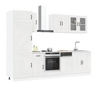 Kitchen cabinet set 8-piece High Gloss White Engineered Wood & Glass 80x46cm DIY