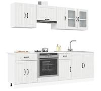 Kitchen cabinet set 8-piece high gloss white engineered wood glass 80x46x81.5cm