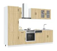 Kitchen cabinet set 8-piece Sonoma oak engineered wood & glass 60-207cm storage