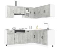 Kitchen Cabinet Set Concrete Grey 11pc Engineered Wood Sink Base 80x46x81.5 with